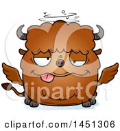 Cartoon Drunk Winged Buffalo Character Mascot