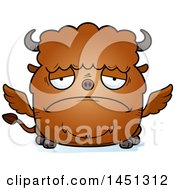 Clipart Graphic Of A Cartoon Sad Winged Buffalo Character Mascot Royalty Free Vector Illustration