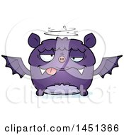Clipart Graphic Of A Cartoon Drunk Flying Bat Character Mascot Royalty Free Vector Illustration