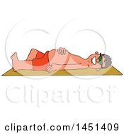Poster, Art Print Of Cartoon Happy White Man Sun Bathing On A Beach Towel