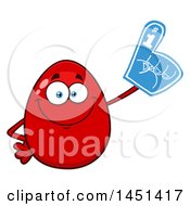Poster, Art Print Of Cartoon Red Egg Mascot Character Wearing A Foam Finger
