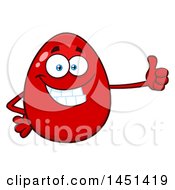 Clipart Graphic Of A Cartoon Red Egg Mascot Character Giving A Thumb Up Royalty Free Vector Illustration