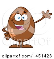 Clipart Graphic Of A Cartoon Chocolate Egg Mascot Waving Royalty Free Vector Illustration