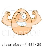 Clipart Graphic Of A Cartoon Egg Mascot Character Flexing Royalty Free Vector Illustration