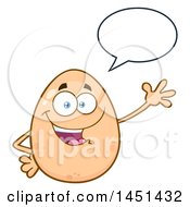 Clipart Graphic Of A Cartoon Egg Mascot Character Waving And Talking Royalty Free Vector Illustration