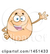 Clipart Graphic Of A Cartoon Egg Mascot Character Waving Royalty Free Vector Illustration