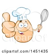 Clipart Graphic Of A Cartoon Egg Chef Mascot Character Holding A Frying Pan And Giving A Thumb Up Royalty Free Vector Illustration