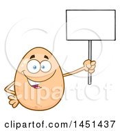 Poster, Art Print Of Cartoon Egg Mascot Character Holding A Blank Sign