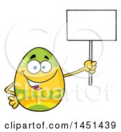 Poster, Art Print Of Cartoon Decorated Easter Egg Mascot Character Holding A Blank Sign