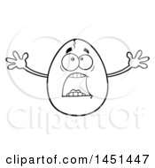 Poster, Art Print Of Cartoon Black And White Lineart Cracked Egg Mascot Character Screaming