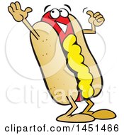 Cartoon Happy Hot Dog Mascot With Mustard Giving A Thumb Up