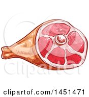 Clipart Graphic Of A Sketched Ham Royalty Free Vector Illustration
