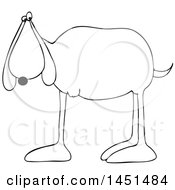 Poster, Art Print Of Cartoon Black And White Lineart 3 Legged Dog