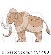 Poster, Art Print Of Drawing Sketch Styled Woolly Mammoth In Profile