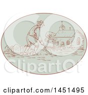Poster, Art Print Of Drawing Sketch Styled Medieval Grave Digger Working In A Cemetery
