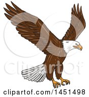 Poster, Art Print Of Sketched Bald Eagle Flying