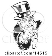 Black And White Uncle Sam Pointing Outwards Clipart Illustration by Andy Nortnik