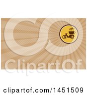 Poster, Art Print Of Retro Coffee Moped In A Circle And Brown Rays Background Or Business Card Design