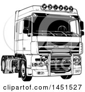 Poster, Art Print Of Black And White Big Rig Truck