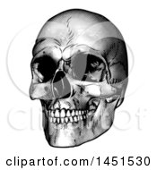 Poster, Art Print Of Black And White Engraved Human Skull