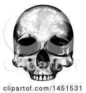 Clipart Graphic Of A Black And White Engraved Human Skull Royalty Free Vector Illustration