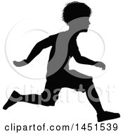 Poster, Art Print Of Black Silhouetted Little Boy Running