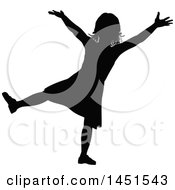 Poster, Art Print Of Black Silhouetted Little Girl Cheering