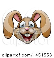 Poster, Art Print Of Cartoon Happy Brown Easter Bunny Rabbit Face