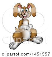 Poster, Art Print Of Cartoon Happy Brown Easter Bunny Rabbit