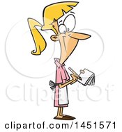 Clipart Graphic Of A Cartoon Happy White Female Waitress Taking An Order Royalty Free Vector Illustration