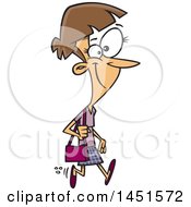 Clipart Graphic Of A Cartoon Happy White Woman Taking A Lunch Stroll Royalty Free Vector Illustration