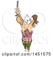 Clipart Graphic Of A Cartoon White Man Hanging From A Rope End Royalty Free Vector Illustration