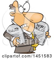 Poster, Art Print Of Cartoon White Business Man Carrying More Rules Tablets