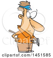 Clipart Graphic Of A Cartoon White Man With A Golf Club Through His Torso Royalty Free Vector Illustration
