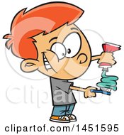 Poster, Art Print Of Cartoon Red Haired White Boy Squirting Paste On His Toothbrush