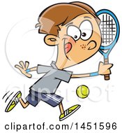 Poster, Art Print Of Cartoon White Boy Playing Tennis