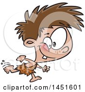 Clipart Graphic Of A Cartoon Happy Caveman Boy Running Royalty Free Vector Illustration