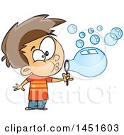 Cartoon White Boy Blowing Bubbles