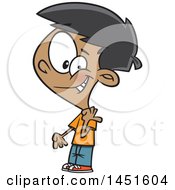 Clipart Graphic Of A Cartoon Boy Pointing Back Over His Shoulder Royalty Free Vector Illustration