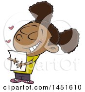 Clipart Graphic Of A Cartoon Black Girl Hugging A Class Handout Royalty Free Vector Illustration by toonaday