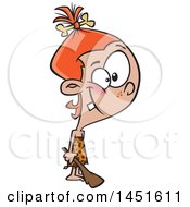 Clipart Graphic Of A Cartoon Happy Caveman Girl Holding A Club Royalty Free Vector Illustration