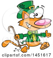 Poster, Art Print Of Cartoon Running St Patricks Day Ginger Leprechaun Cat