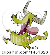 Clipart Graphic Of A Cartoon Happy Care Free Monster Running Royalty Free Vector Illustration