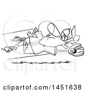 Clipart Graphic Of A Cartoon Black And White Lineart Male Baseball Player Blowing Bubble Gum And Catching A Ball During Spring Training Royalty Free Vector Illustration