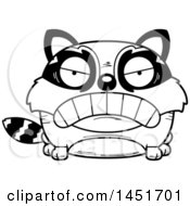 Clipart Graphic Of A Cartoon Black And White Lineart Mad Raccoon Character Mascot Royalty Free Vector Illustration