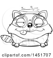 Clipart Graphic Of A Cartoon Black And White Lineart Drunk Red Panda Character Mascot Royalty Free Vector Illustration