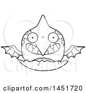 Poster, Art Print Of Cartoon Black And White Lineart Hatching Pterodactyl Character Mascot
