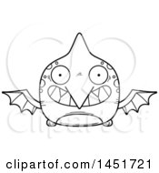 Poster, Art Print Of Cartoon Black And White Lineart Grinning Pterodactyl Character Mascot