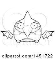 Poster, Art Print Of Cartoon Black And White Lineart Happy Pterodactyl Character Mascot