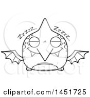 Poster, Art Print Of Cartoon Black And White Lineart Sleeping Pterodactyl Character Mascot